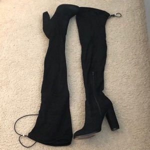 ASOS faux suede thigh high boots